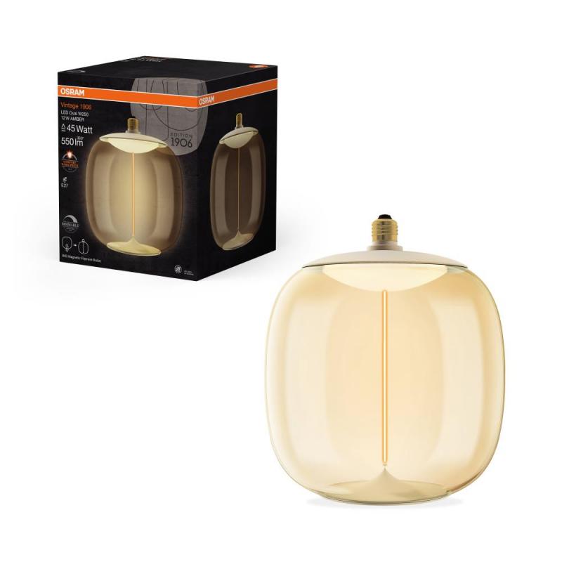 Osram E27 Vintage Lampe 1906 Big Oval Magnetic Amber dimmbar 12W wie 45W extra warmweißes Licht